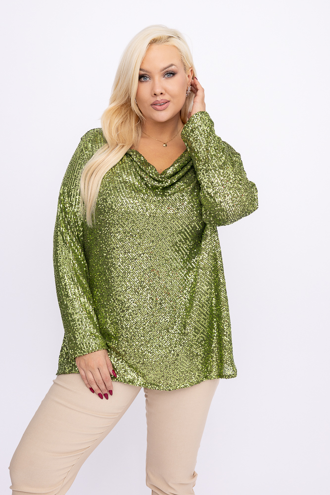 Grüne Bluse mit Pailletten