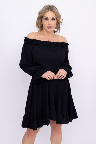 Rochie neagră cu volane