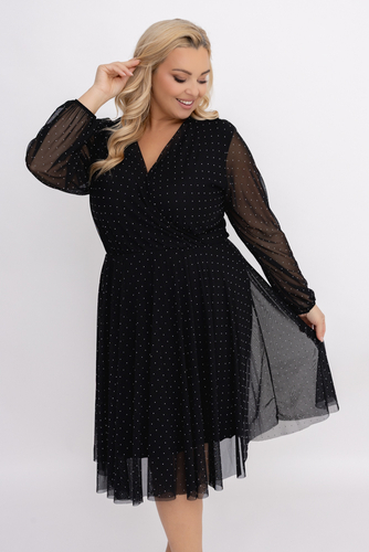  Czarna Sukienka siateczkowa z dżetami