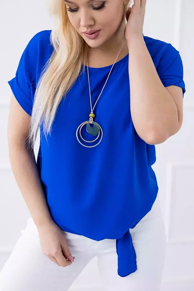Cobalt Blouse with Pendant FAIRY