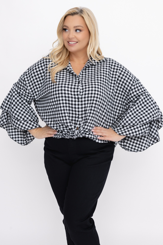 Camisa con volantes en las mangas Estampado 1