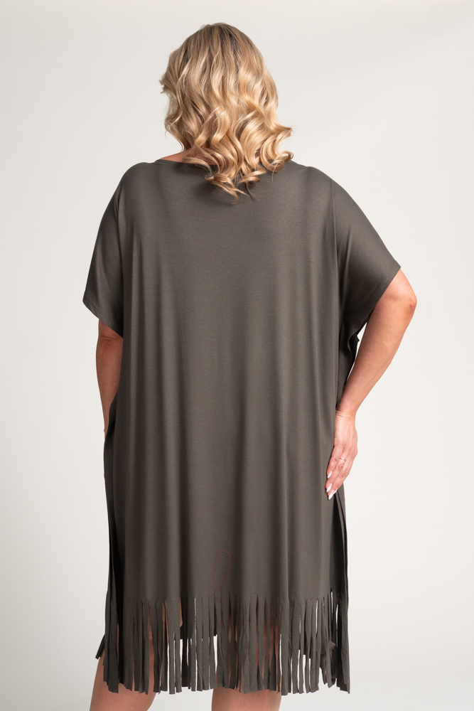 Robe à franges kaki