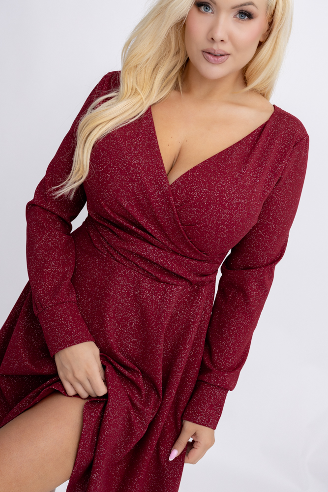 Bordowa Sukienka błyszcząca