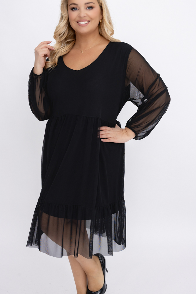 Czarna Sukienka siateczkowa