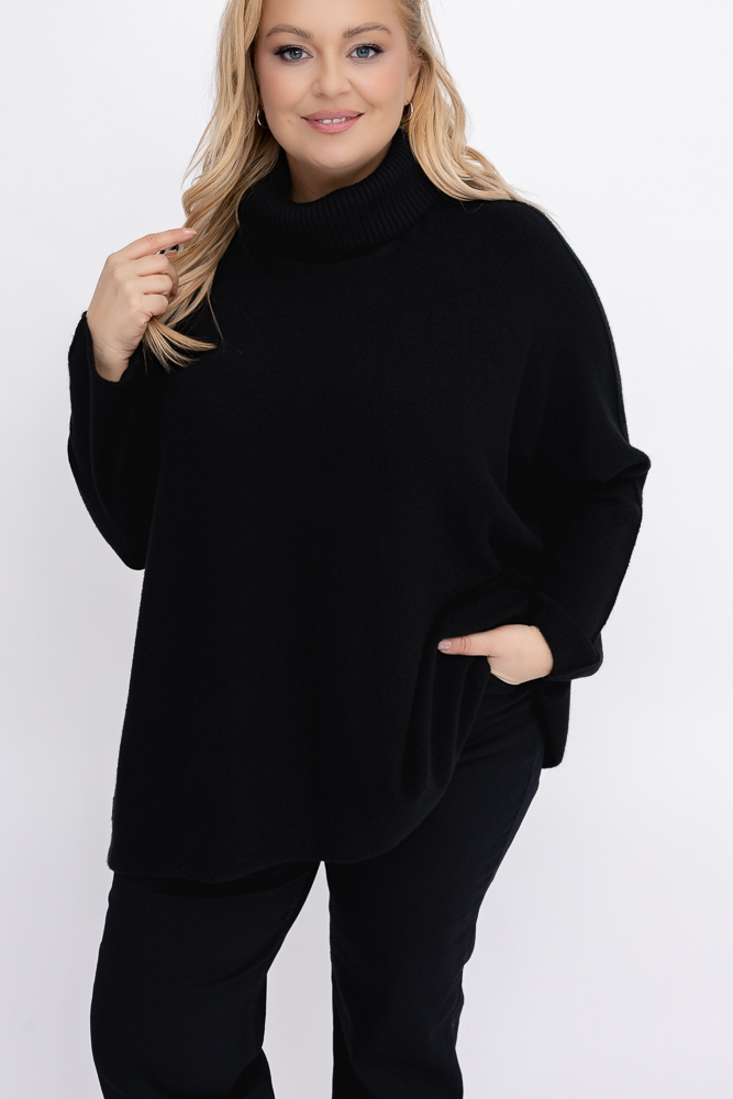 Czarny Sweter z golfem