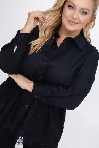 Czarna Koszula z koronką