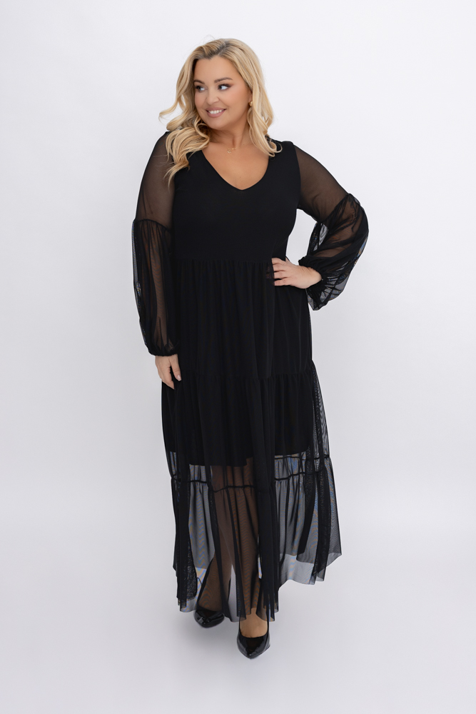 Czarna Sukienka siateczkowa