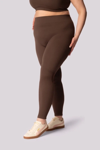 Leggings de rayas café