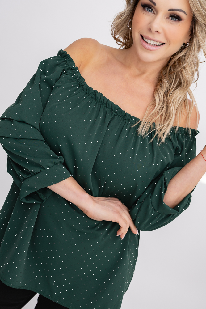 Blusa granate con mangas de volantes Estampado 1