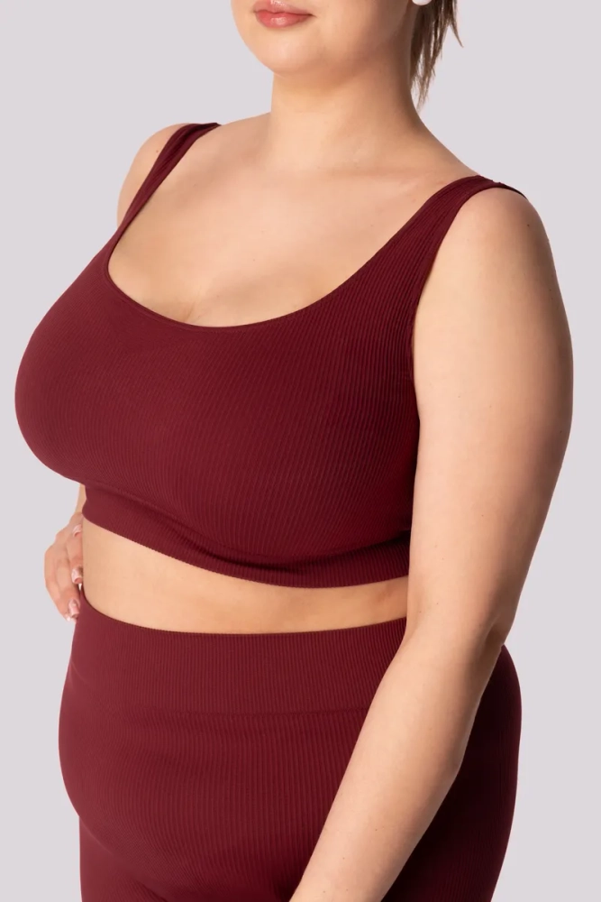 Top cu nervuri burgundy