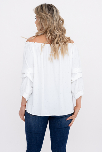 Kastanienbraune Bluse mit gerüschten Ärmeln Muster 1