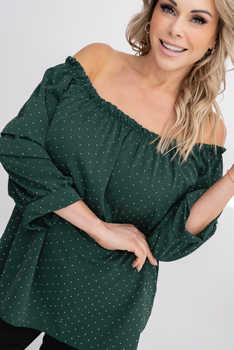 Kastanienbraune Bluse mit gerüschten Ärmeln Muster 1