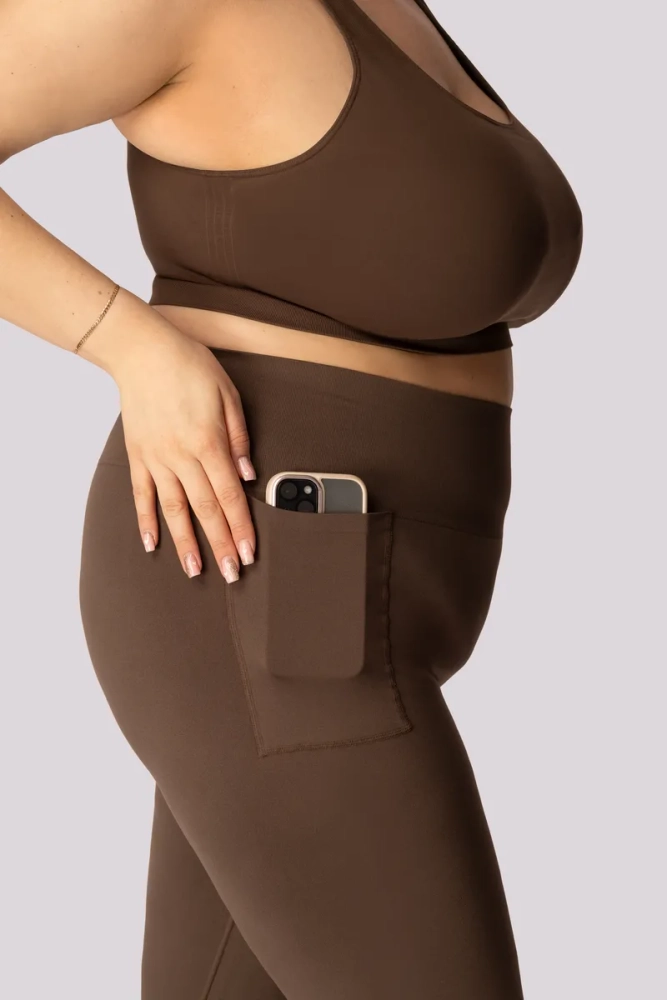 Leggings café con bolsillo