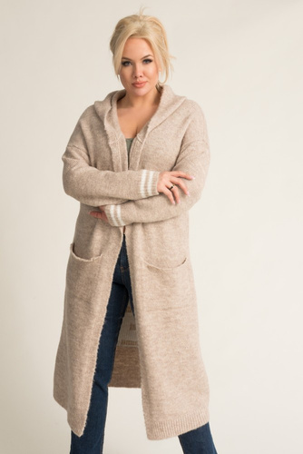 Beige Hooded Cardigan SMILY