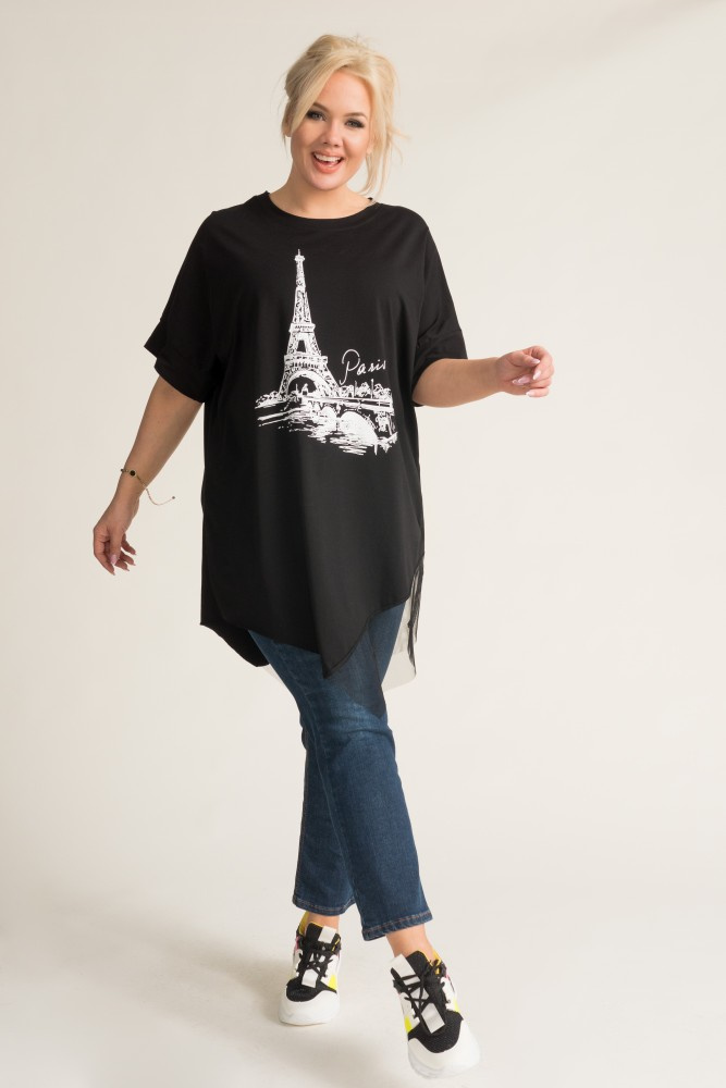 Black Asymmetrical Blouse TOWERTY