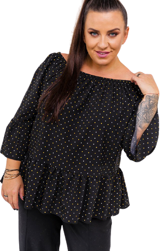 Black Blouse LOREZIA Pattern 1 Plus Size