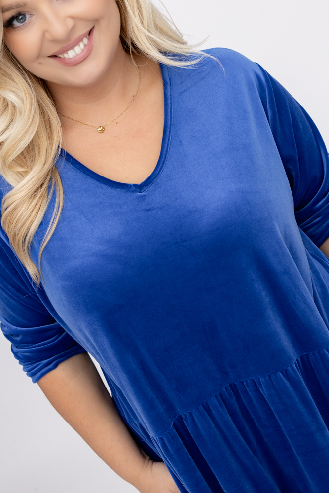  Robe en velours bleuet