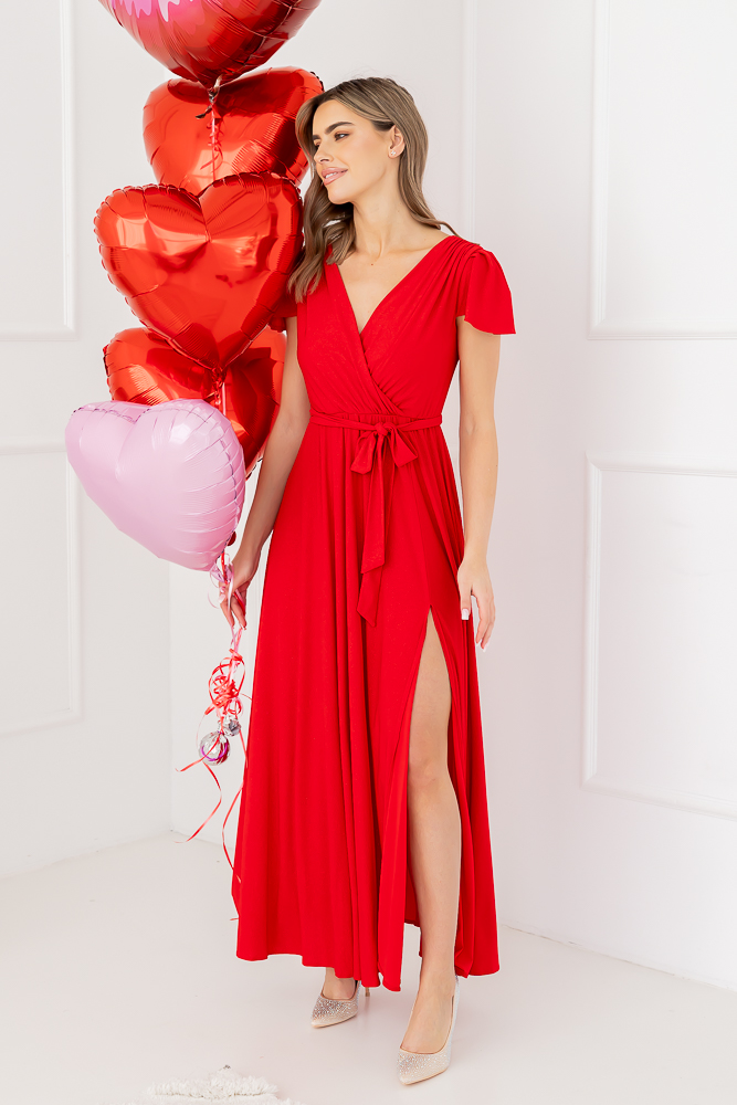 Rochie brocart roșu