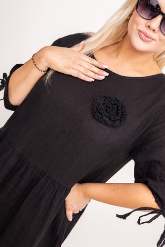 Czarna Sukienka lniana TRESIA