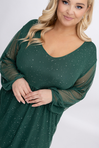 Butelkowozielona błyszcząca Sukienka siateczkowa Wzór 1