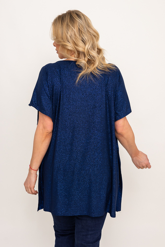 Marineblaue Brokatbluse