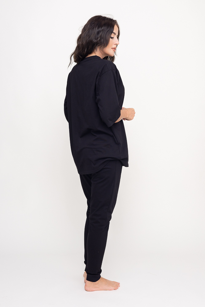 Czarna Piżama z długimi spodniami REVENTI