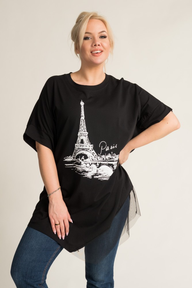 Black Asymmetrical Blouse TOWERTY