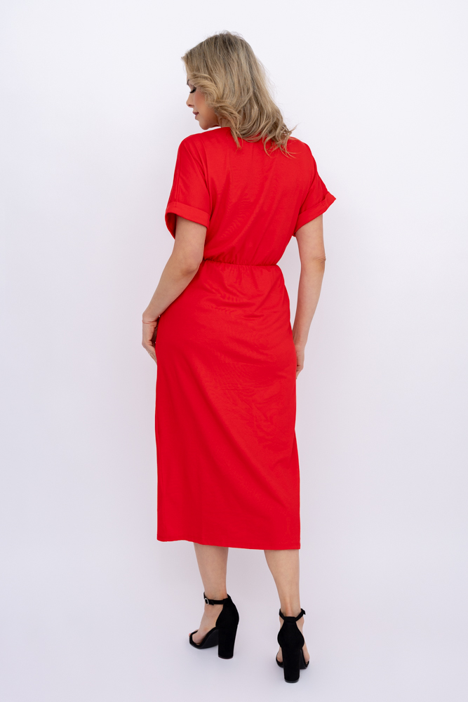  Czerwona Sukienka z koronką BERMENTO