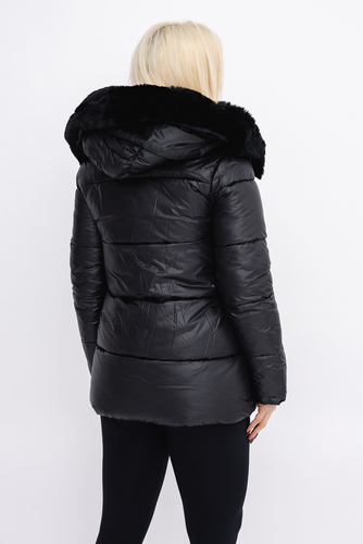 Czarna Kurtka puchowa z kapturem