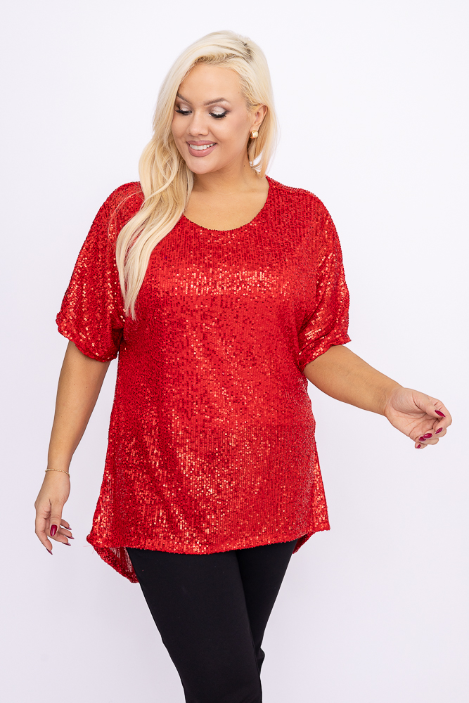 Blusa roja con lentejuelas