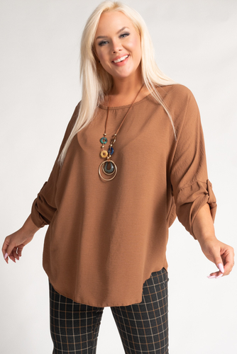 Camel Blouse with Pendant
