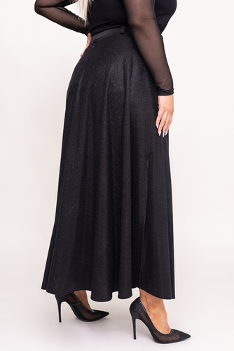 Black Glitter Skirt with Belt