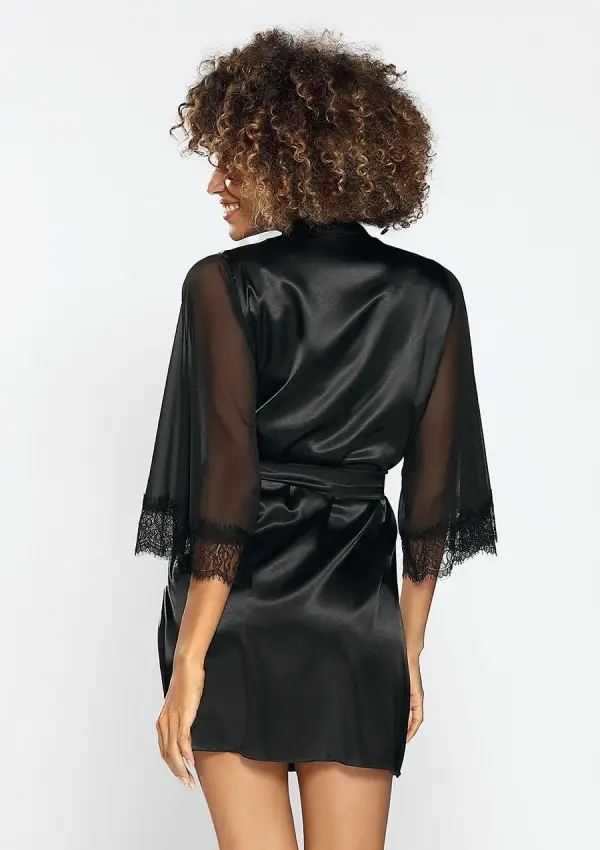 Black Satin Bathrobe