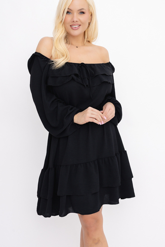 Czarna Sukienka z falbanami