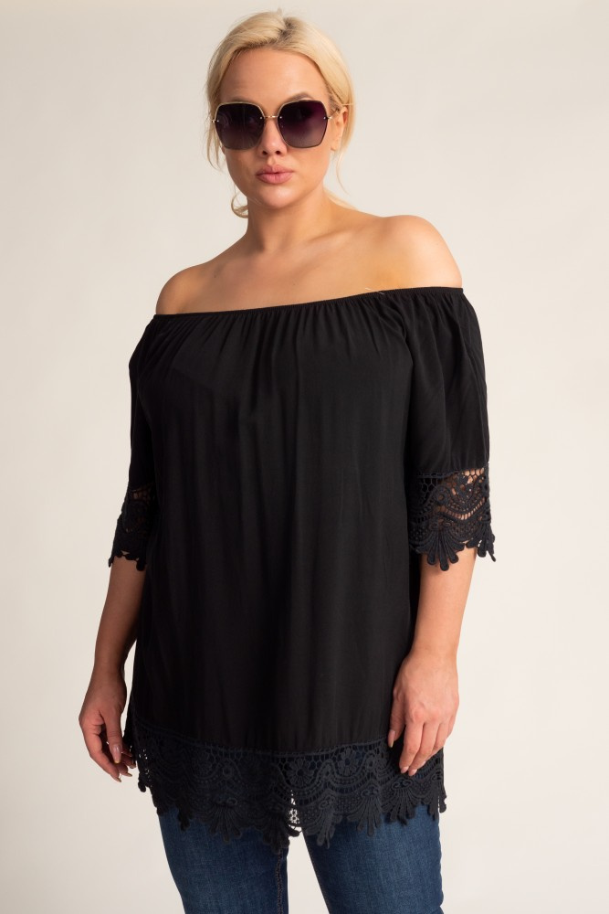 Black Blouse with Embroidery BERGAMO