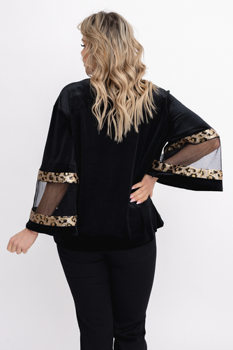 Czarno-złota Bluzka welurowa