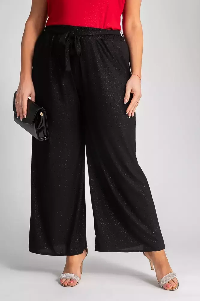 Pantaloni culotte negri cu sclipici