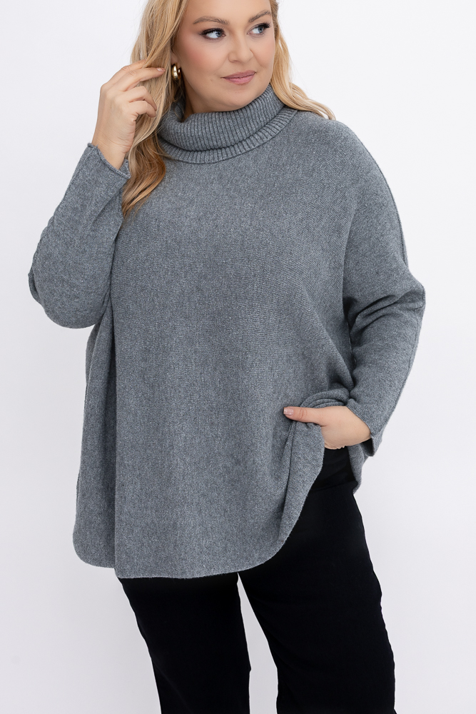 Szary Sweter z golfem