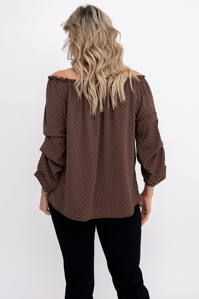 Blusa granate con mangas de volantes Estampado 1