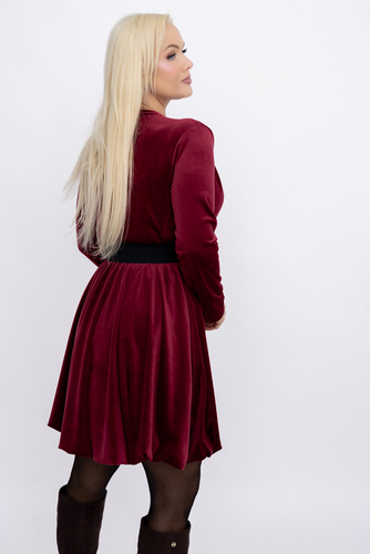 Bordowa Sukienka welurowa
