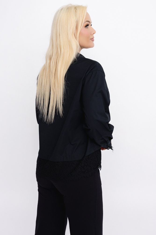 Czarna Koszula z koronką