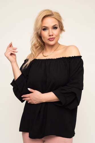 Black Blouse with ruffled sleeves