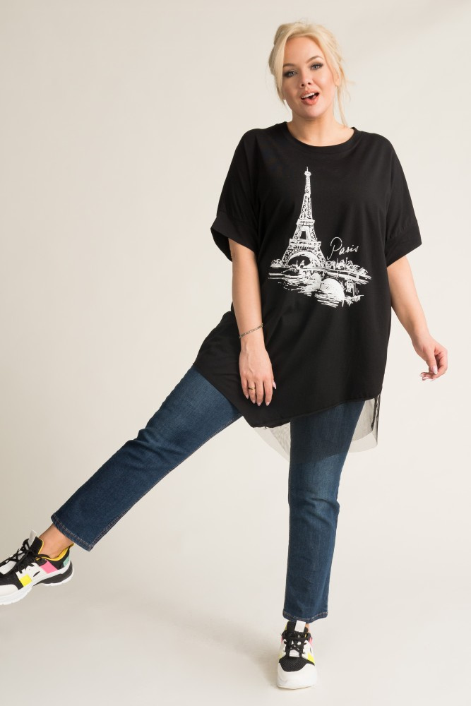 Black Asymmetrical Blouse TOWERTY