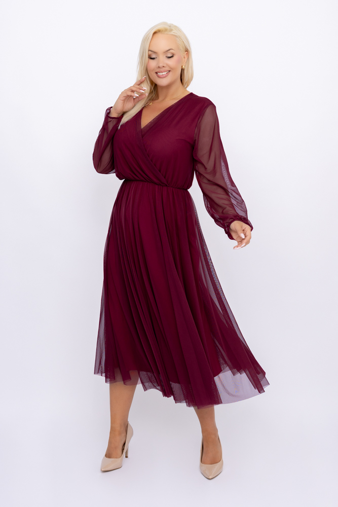 Vestido de malla cereza