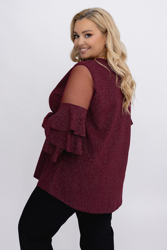 Bottle green Blouse with frills VELI