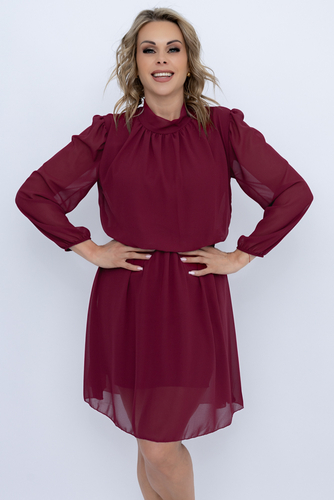 Wiśniowa Sukienka szyfonowa