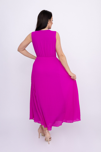 Fioletowa plisowana Sukienka szyfonowa GUSTEN