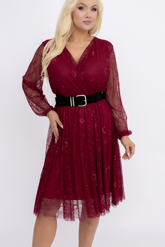 Bordowa Sukienka koronkowa