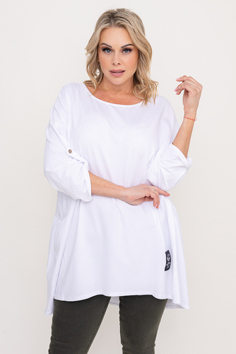 Tunică albă asimetrică
