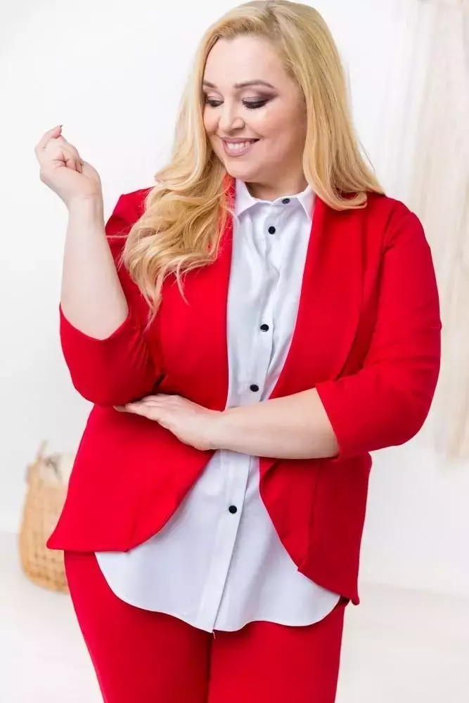 Czerwona Marynarka BAKIOLA Plus Size